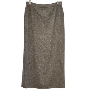 Ann Taylor Stretch Wool Blend Midi Pencil Skirt | Black/Gray | 10